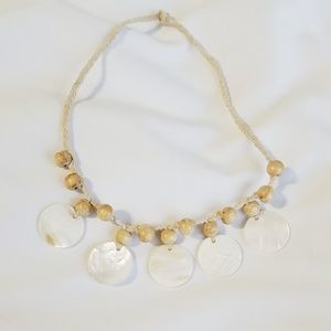 Boho Pearl Disc Choker Necklace
